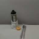 32 oz Glass Water Bottles - 1 Liter Motivational Tumbler With Time Marker - Borosilicate Glass With Silicone Sleeve and 2 Lids, Handle Spout & Bamboo Straw Lid (Olive)