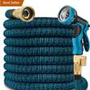 25 ft Expandable Garden Hose w/10 Function Spray Nozzle, Lightweight, No-Kink Flexible Hose with 3/4" Brass Fittings and 4-Layer Latex Core, 25ft Water Hoses for Gardening (Blue Black)