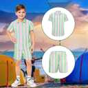 80s 90s Workout Costume Outfit,Beach Hawaiian Shirt Shorts Outfits Halloween Party Cosplay Dress Up (Green)