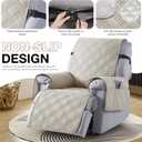 TAOCOCO 100% Waterproof Recliner Chair Covers, Non Slip Recliner Covers for Recliner Chair with Pocket, Washable Reclining Chair Cover Furniture Protector for Kids,Dogs(25'', Cream)