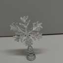 Lenwen Mini Snowflake Tree Topper Christmas Miniature Tree Topper Acrylic Small Snowflake Treetop Decoration Xmas Treetop Ornaments for Winter Holiday Party Decor(White,Shiny)