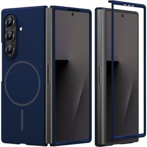 Magnetic Case for Samsung Galaxy Z Fold 7 Case Compatible with Mag-Safe Ultra Thin Slim Z Fold 7 Phone Cases Hard PC Matte Shockproof Wireless Charging Protective Cover for Samsung Z Fold 7 (Blue-1)