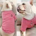 Pink Striped Matching Dog and Owner Clothes, Cotton Pet and Owner Coordinating Outfit with Embroidered Smiley Face Separately Sold,Family Matching Pajamas for Dogs Puppies (Pet XL)