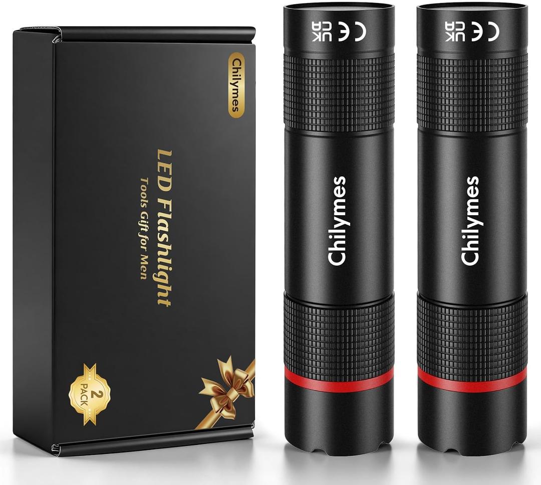 Rechargeable Flashlights 2 Pack, USB C LED Flash Light, Zoomable Waterproof 4 Modes Pocket EDC Handheld Flashlight for Camping Hiking Dog Walking Home Emergency, Fathers Day Gift for Dad Men Him