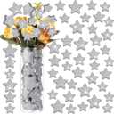 Teenyyou 60 Pcs Glitter Foam Star Vase Fillers Table Decor Floating Glitter Foam Filler Ornaments Candle Centerpieces for Wedding Christmas Table Scatter, 3 Size(Classic,Silver)
