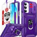 LeYi for Samsung Galaxy A17/A16-5G Case: A17 5G Case with Tempered Glass Screen Protector, Magnetic Stand & Slide Camera Cover, Shock Proof Military-Grade para Galaxy A 16 /A17 5G Phone Case, Purple