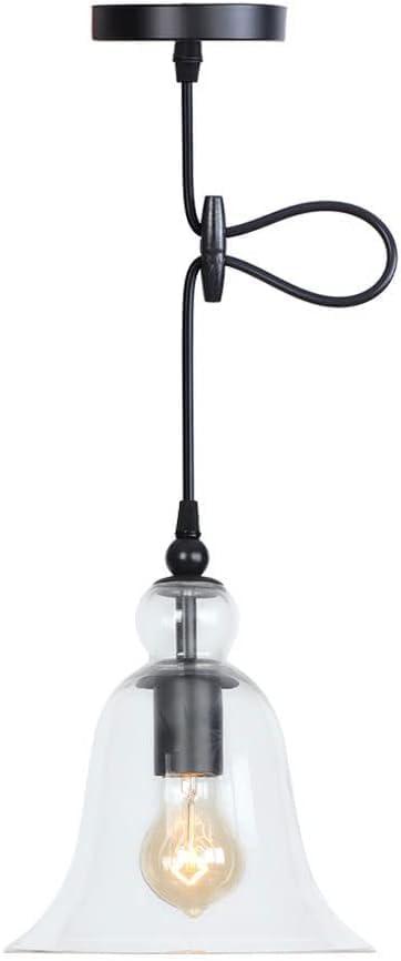 Industrial Farmhouse Glass Pendant Light Kitchen Island Bell Shade Ball Billiard Pool Table Hanging Lamp Antique Vintage Ceiling Chandelier for Dining Room Bedroom, Amber Gray Brown Glass (Clear)
