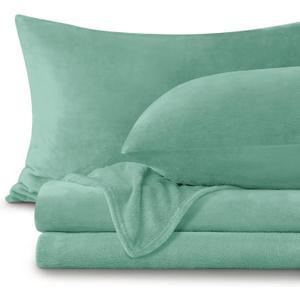 BEDELITE Flannel Sheets King Size Haze Blue - Super Soft Fleece Sheets Set Fluffy Extra Plush, 4 Piece(Include Fitted Sheet, Flat Sheet, 2 Pillowcases)