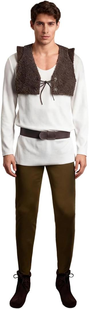 Mens Costume Shirt Vest Pants Outfit Cosplay Movie Halloween Party Costumes Full Set for Adults (White, XL)