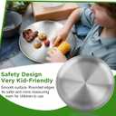 Stainless Steel Plates,4 PCS 10 inch Round Metal Food Serving Plates, Dinner Plates for Outdoor Camping Hiking, Party Serving, Feeding,Non Toxic & Reusable, Dishwasher Safe