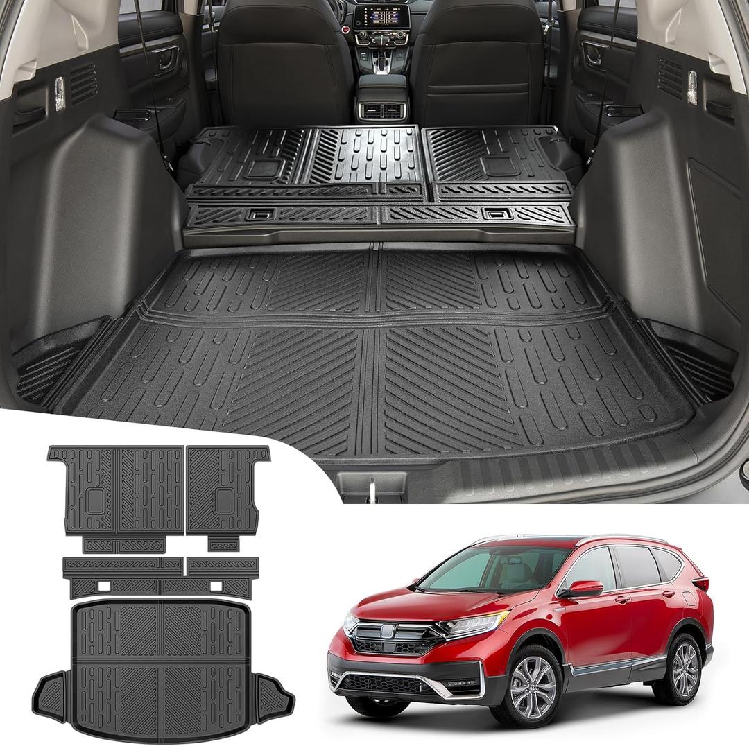  Cargo Mat with Floor Mat Fit for 2017-2022 Honda CRV Fuel Model, TPE Cargo Liner All Weather Trunk Mat Replacement for 2017-2022 Honda CR-V Accessories(17-22 Fuel Model)