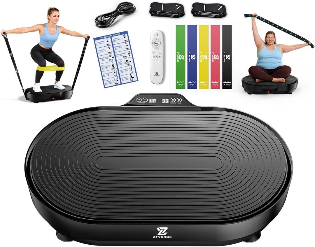 Vibration Plate Exercise Machine, Vibration Plate for Lymphatic Drainage Vibrating Plate with Loop Bands, Whole Body Vibration Plates for Weight Loss Enlarged Panel 99 Speeds 660 LBS Workout