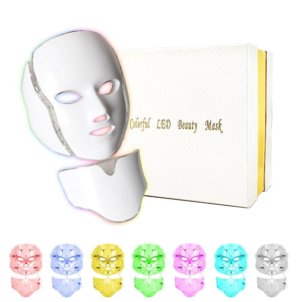 Led Facial Light Therap Mask - 7 Led Light Therapy Facial Skin Care Mask - Red Light Therapy for Face - Led Face Mask Light Therapy - Face Mask Skin Care,Used at Home
