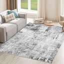 Artnice Modern Abstract Area Rugs for Living Room 5x7, Non Slip Washable Rugs for Indoor Floor, Low Pofile Entry Gray Carpet (Grey)