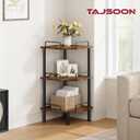 Tajsoon Corner Shelf Stand, 3 Tier Industrial Corner Shelves, Multipurpose Standing Display Shelf, Corner Shelving Unit for Bedroom, Living Room, Office, Kitchen, Rustic Brown