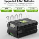 80V 3.0Ah Replacement for Greenworks Battery, Upgraded Lithium-Ion Battery Compatible with Greenworks 80V Power Tools and Chargers