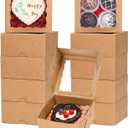100 Pcs 4x4x2 Inch Chocolate Truffle Boxes Pastry Gift Boxes Bakery Boxes Cookies Boxes Soap Dount Box Chocolate Covered Strawberries Boxes Cake Treat Box for Party Favors