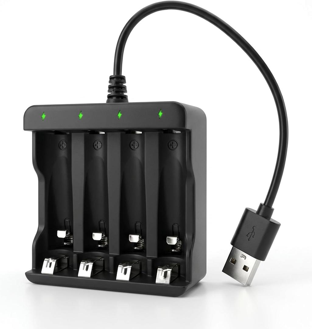 BEVIGOR 4 Bay AA AAA Battery Charger, USB C High Speed Independent Slot Charger for NiMH NiCD Rechargeable Batteries, Home Travel Safety Charger with Overheat Protection