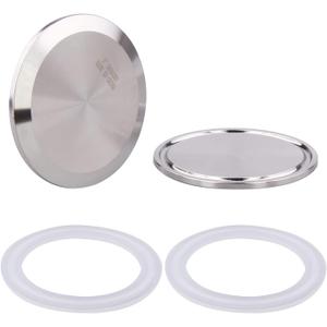 DERNORD 2 Inch Sanitary Fitting Clamp End Cap SS304 with Silicone Gasket fits Tri-Clamp Ferrule Flange (Pack of 2)