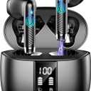 Wireless Earbuds, Bluetooth Headphones V5.4 Stereo Bass Ear Buds with ENC Noise Cancelling Mics,56H Bluetooth Earbuds with LED Display Charging Case, IP7 Waterproof Earphones for Android iOSMini