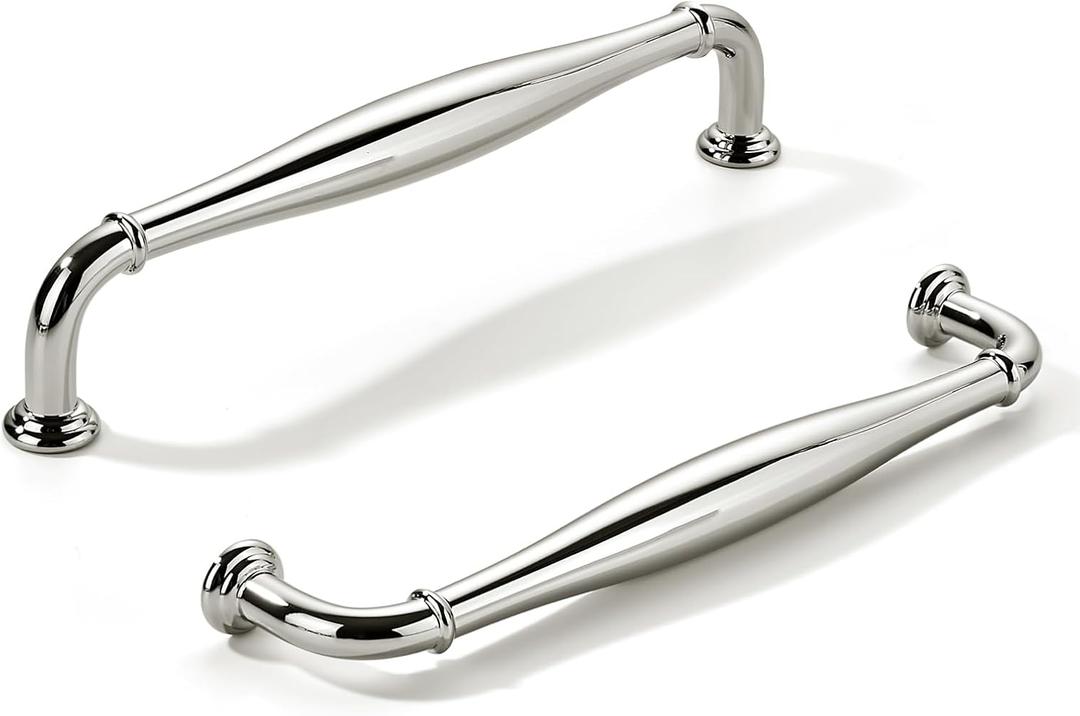 khtumeware 10 Pack 6inch(152mm) Hole Center Vibrant Polished Nickel Cabinet Pulls Solid Heavy-Duty Tradition Handles Hardware for Bathroom Dressers Pull cabinets wardrobes Closet Doors