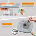 Spin Mop and Bucket with 4 Microfibra Replaceable Mop Pads, Self Separation Dirty and Clean Water System Self Wringing 360 Rotating Square Mop-Head (1 Bucket + 52'' Mop + 4 Microfibra Pads)