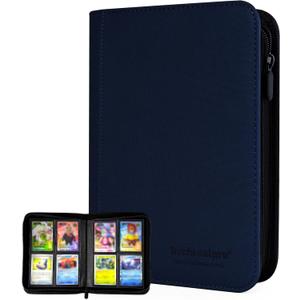 Premium Trading Card Binder 4 Pocket - 160 Cards Holder Album with Premium PU Leather, Durable Zip Binder for Sports Cards, TCG, MTG, Baseball & Gaming Card Collection(4 Pocket)