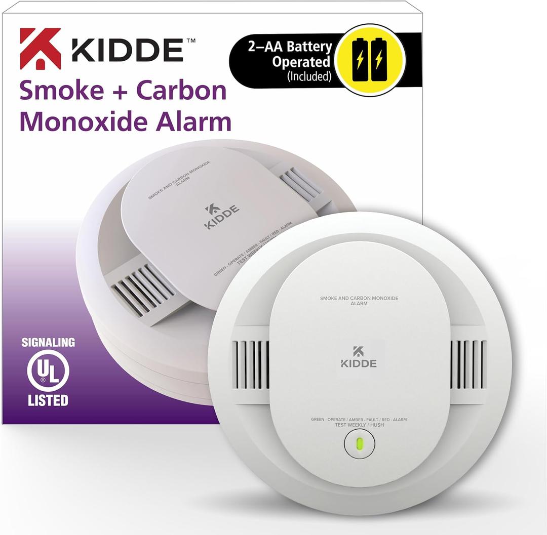 Kidde Smoke & Carbon Monoxide Detector, AA Battery Powered, LED Warning Light Indicators, 1 Pack, BBD: 05/06/2024