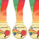 PATIKIL 2.7" Ping Pong Medals, 3 Pack Table Tennis Award Medals Gold Medal with Ribbon Multicolor for Games Sports Competitions