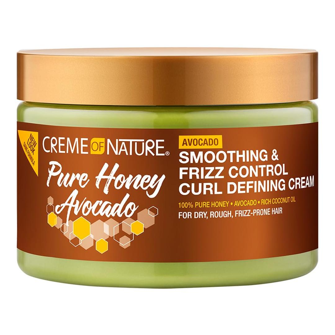 Creme of Nature Pure Honey Define Hair Food Smoothing & Frizz Control Curl Defining Cream, Defines & Softens Natural Curls, With Avocado Oil, Pure Honey & Coconut Oil, No Crunch Styling, 11.5 oz