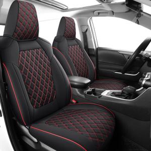 MIROZO Car Seat Covers for Toyota Rav4, Leather Rav4 Seat Covers Compatible with 2019 2020 2021 2022 2023 2024 2025 Toyota RAV4 Hybrid LE XLE Limited Seat Cover Full Set(Black and Red)