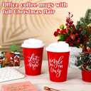Sliner 40 Pcs Christmas Reusable Coffee Cups with Lids Bulk 12 oz Christmas Plastic Cup Gifts Xmas Drinks Tumblers with Snowflake for Coworkers Family Winter Party Favors (Red)