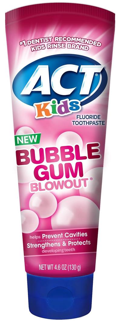 ACT Kids Bubblegum Blowout Toothpaste 4.6 Ounce (Pack of 24) Children's Anticavity Toothpaste with Fluoride for Fresh Breath and Strong Tooth Enamel for Kids, Toddlers