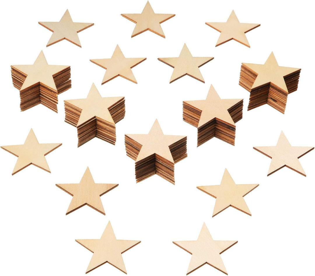 300 Pieces Wooden Stars Shape Unfinished Stars Pieces Blank Wooden Cutouts Ornaments for Craft and Easter Decoration(2 Inch)