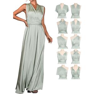GORAIS Women Infinity Dress for Bridesmaid Long Evening Maxi Wrap Dresses Convertible Prom Wedding Gown (One Size, Sage Green)
