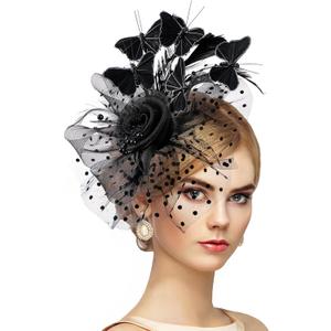 Zinniday Butterfly Derby Hat 2025 - Classic Tea Party Hats with Hair Clip, 1920s 50s Fascinators for Lady Woman