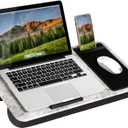 LAPGEAR Home Office Lap Desk with Device Ledge, Mouse Pad, and Phone Holder - White Marble - Fits Up To 15.6 Inch Laptops - Style No. 91501