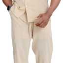 Mens Linen Sets 2 Piece Outfits Sleeveless Shirt and Pants Set Vacation Outfit for Men Summer Beach Suits (XXXL)