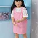 Buby 39inch Reborn Toddler Dolls,Huge Baby Full Body Hard Vinyl Smile Girl Realistic Newborn Dolls Blond Hair Girl Age Dress Model Collectible (Pink Jumper Skirt)