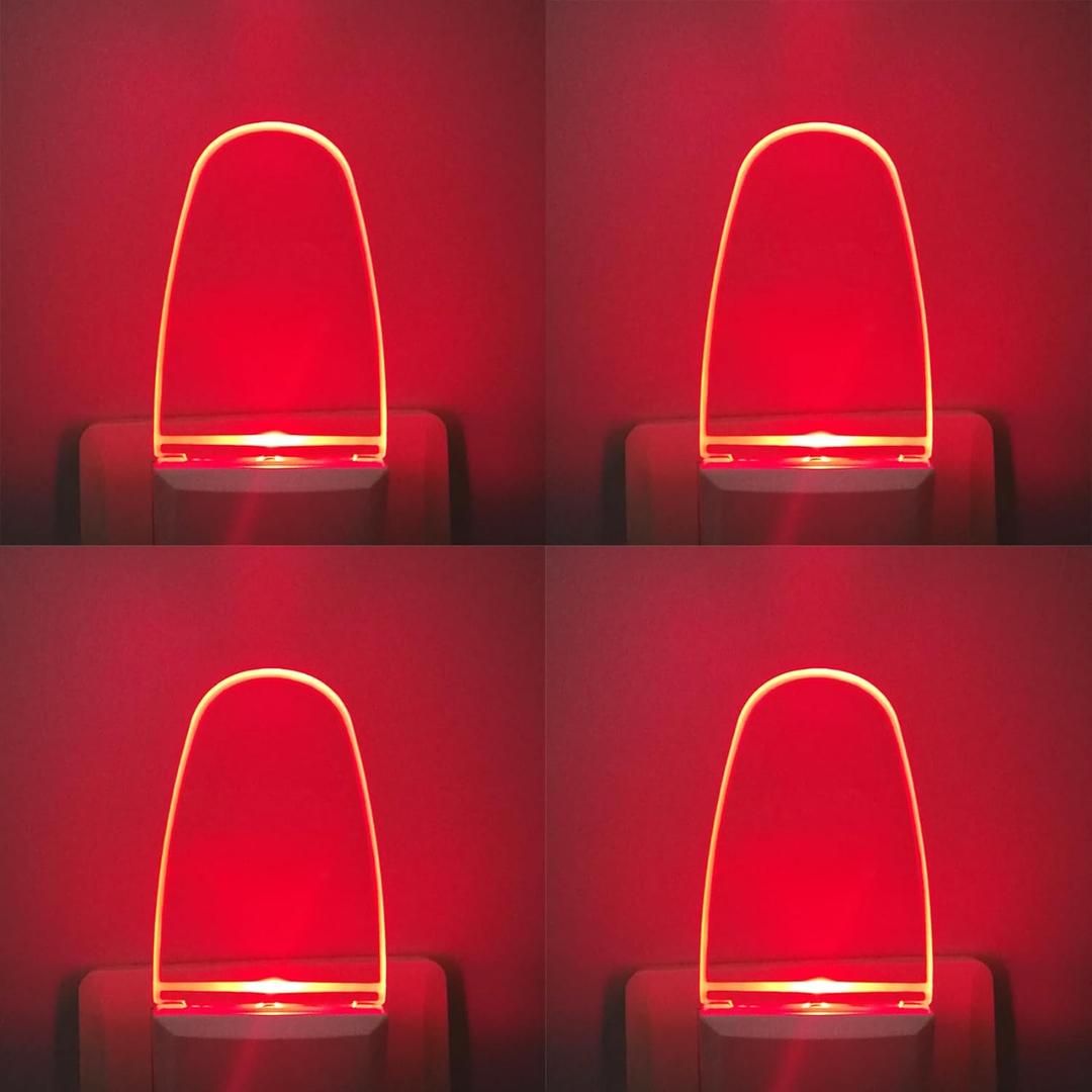 CICINY LED Night Light Plug in 4 Pack, Energy Efficient 0.5W, Dusk to Dawn Sensor Nightlights for Bedroom, Bathroom, Kitchen, Hallway, Stairs, Kids Room, Red