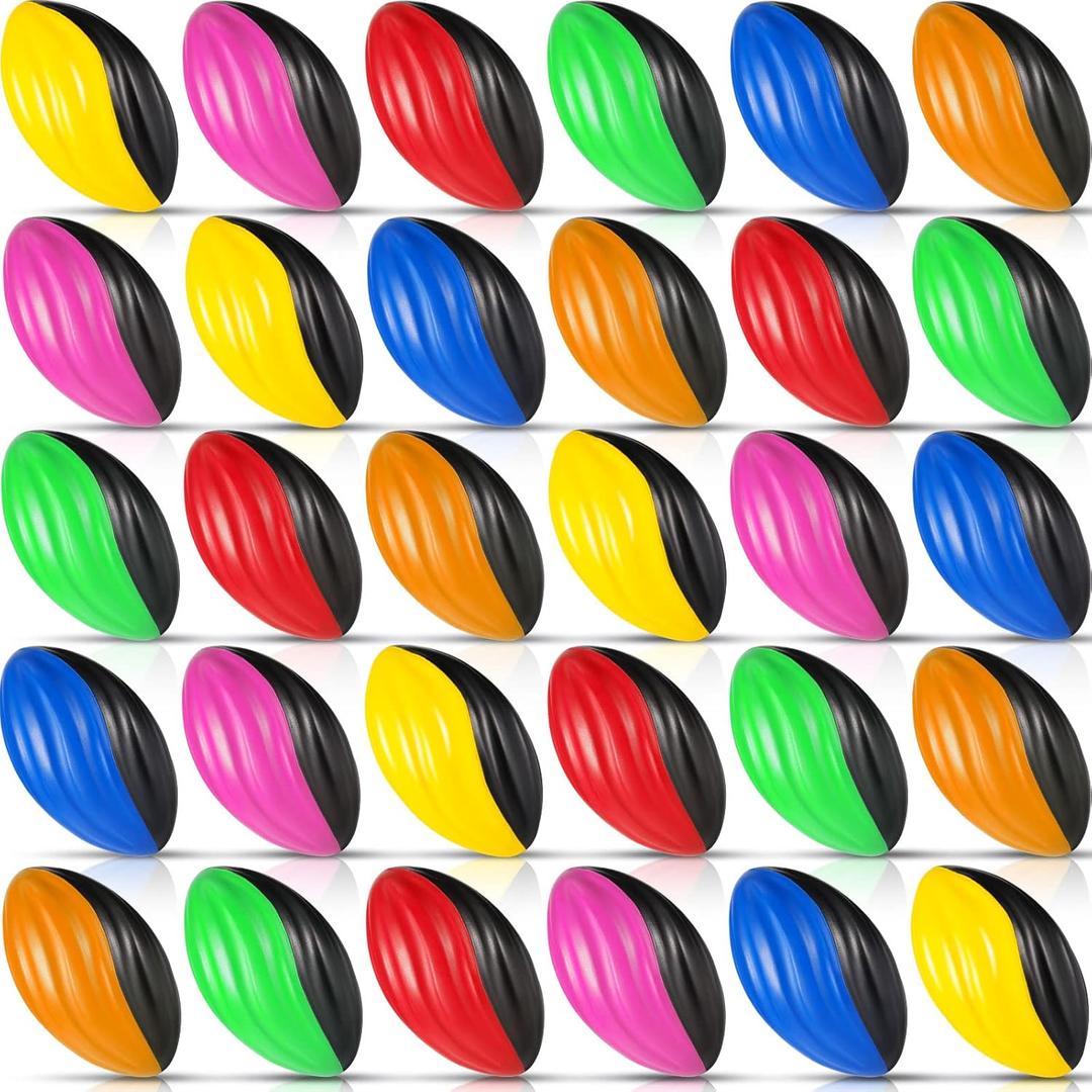 Jerify 30 Pack Mini Footballs Bulk 5 Inch Spiral Foam Football Small Soft Sports Toy for Indoor Outdoor Kids Foot Ball Play Game Foot Ball Party Supplies (Red, Yellow, Blue, Pink, Orange, Green)