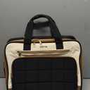 Rolling Puffer Laptop Bag, Rolling Briefcase for Women, Wheeled 16 Inch Computer Bag, Water Resistant Stylish Overnight Underseat Carry On Luggage with Wheels for Work Travel Business,Beige Brown