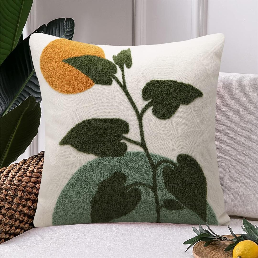JASEN Abstract Boho Pillow Covers 20x20,Soft Mid Century Geometric Floral Decorative Throw Pillows for Couch Bed Sofa BedroomOnly 1 Pillow Cover