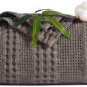 PHF Cooling Waffle Blanket King Size, Lightweight 60% Rayon from Bamboo & 40% Cotton Breathable Blanket for Hot Sleepers, Summer Use, Soft Luxury for Bed Couch Sofa, 104"x90", Dark Grey