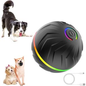 Interactive Dog Toys Ball, Moving Activated Automatic Bouncing Rolling Dog Balls with Led Lights, Smart Interactive Dog Toy for Puppy/Small/Medium Dogs & USB Random Style