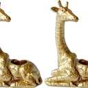 Golden Giraffe Tealight and Candle Holders, 2 Pack Decorative Candlesticks, Handcrafted Home Decor Accent