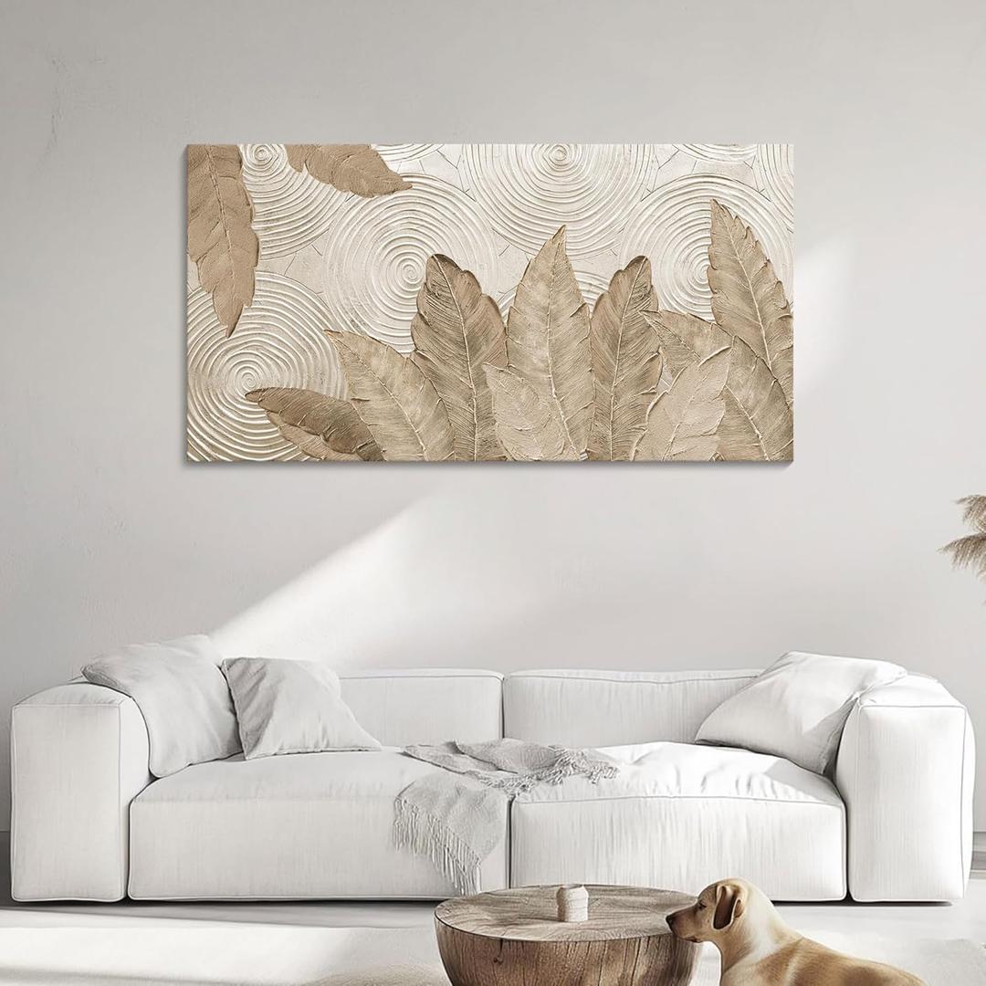 Minimalist & Modern Art for Bedroom Decor Framed Abstract Artwork for Walls Neutral & Contemporary Beige Wall art - Artwork for Living Room and Boho Style Large Abstract Wall Art 2448IN
