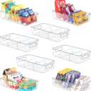 Clear Plastic Food Storage Organizer Bins,8 Pack Pantry Organizations and Storage Bins with Removable Dividers, Stackable Refrigerator Organizer Bins Fridge Organizers Kitchen Cabinet Organizers