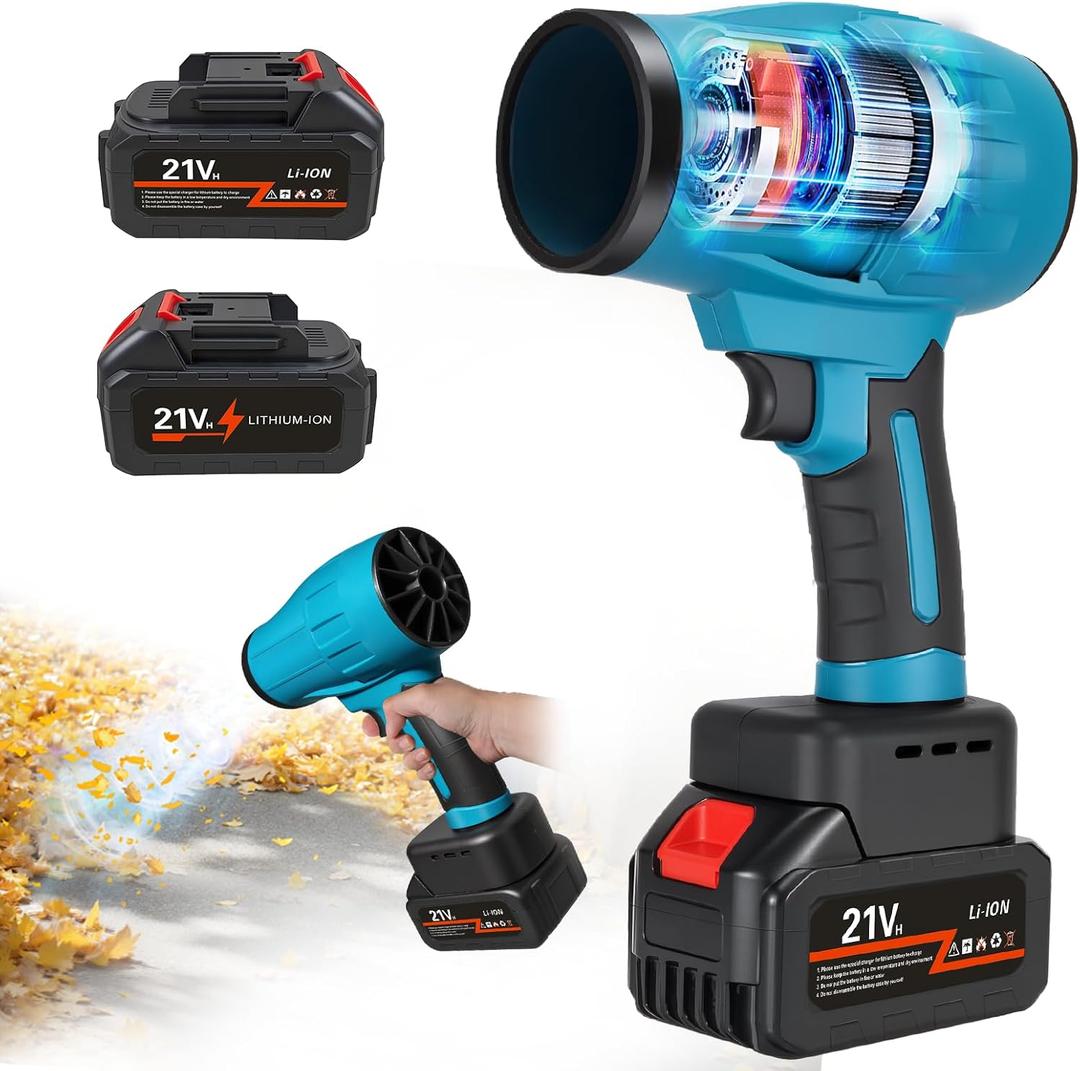 Cordless Leaf Blower, Portable Handheld Electric Turbo Jet Blower with Adjustable Speed, 2 x 4.0Ah Batteries for Lawn Care, Patio Cleaning, Blowing Leaves, Lightweight and Powerful Dust Cleaner