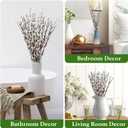 Oning 30 Stems Real Dried Pussywillow Preserved Greenery Branches for Vase- Natural Pussywillows with White Flowers, 16''-17'' Snow Willow Branches for Easter Wedding Home Party Hotel Fireplace Decor